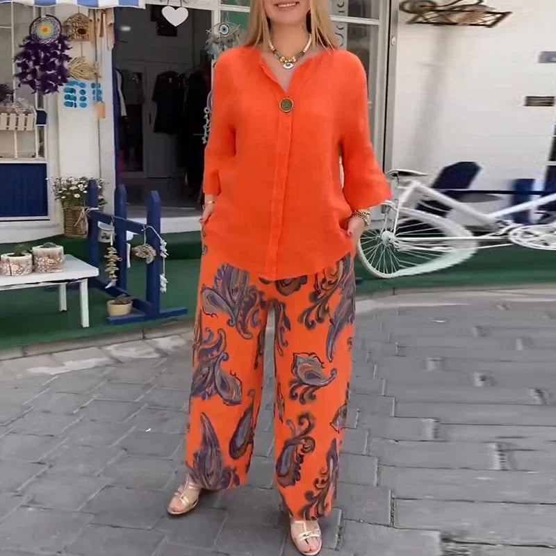 Marielle | Ensemble deux pièces femme à imprimé vintage, raffiné et confortable