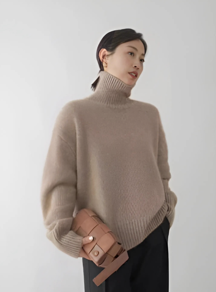 Elia | Pull col roulé femme en cachemire léger, chaud et doux