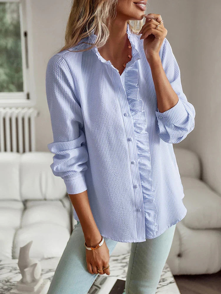 Helen | Blouse femme à volant élégante, douce et flatteuse au quotidien