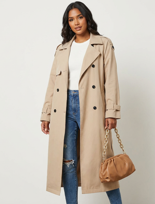 Trench Femme Long Élégant Ceinturé Coupe Ajustée