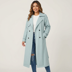 Trench Femme Long Élégant Ceinturé Coupe Ajustée