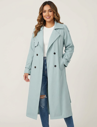 Trench Femme Long Élégant Ceinturé Coupe Ajustée