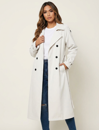 Trench Femme Long Élégant Ceinturé Coupe Ajustée