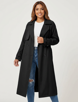 Trench Femme Long Élégant Ceinturé Coupe Ajustée
