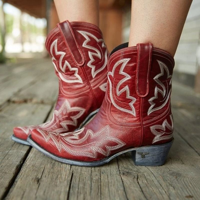 Laurice | Bottes western femme en cuir brodé, bottes à talon bloc