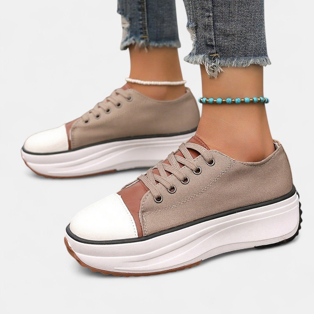 Eveloise | Baskets femme à plateforme, toile et cuir durables pour la marche