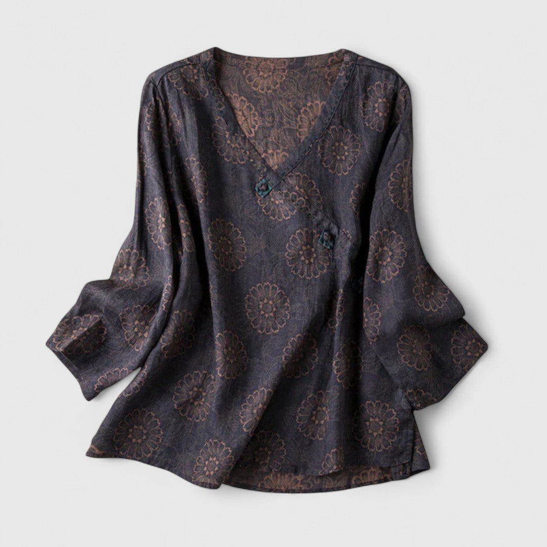 Emira | Blouse femme confort en coton et lin, coupe décontractée flatteuse