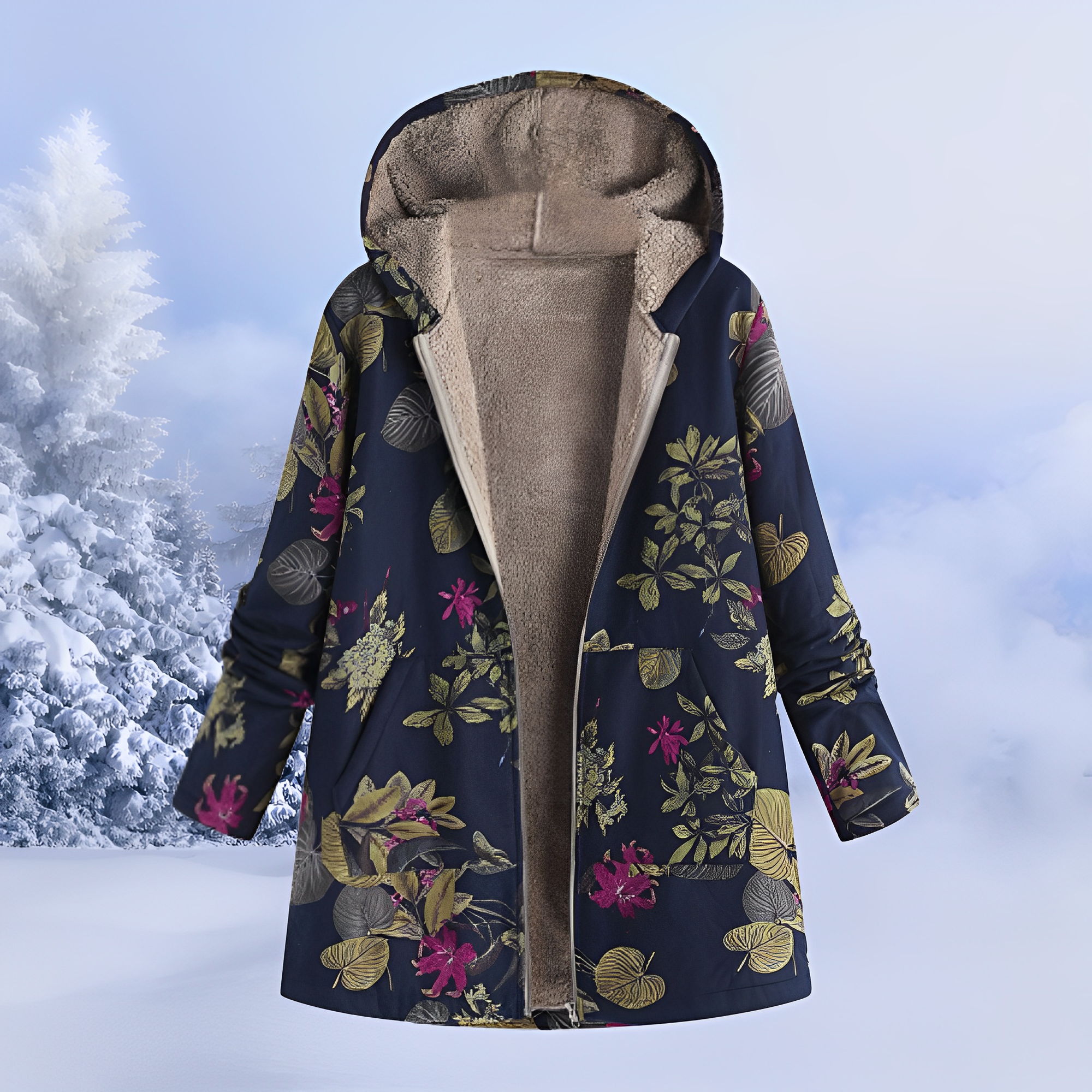 Veste Femme d'Hiver à Motifs Matelassée et Chaude