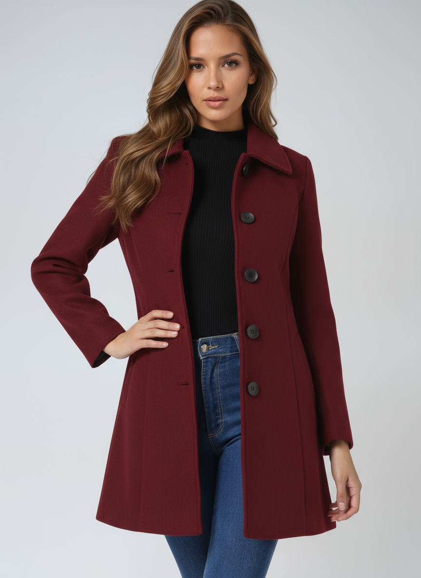 Manteau Femme Long d'Hiver Trench à Simple Boutonnage
