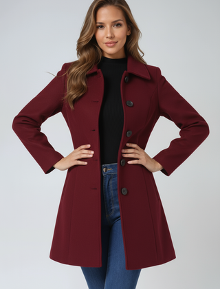 Manteau Femme Long d'Hiver Trench à Simple Boutonnage