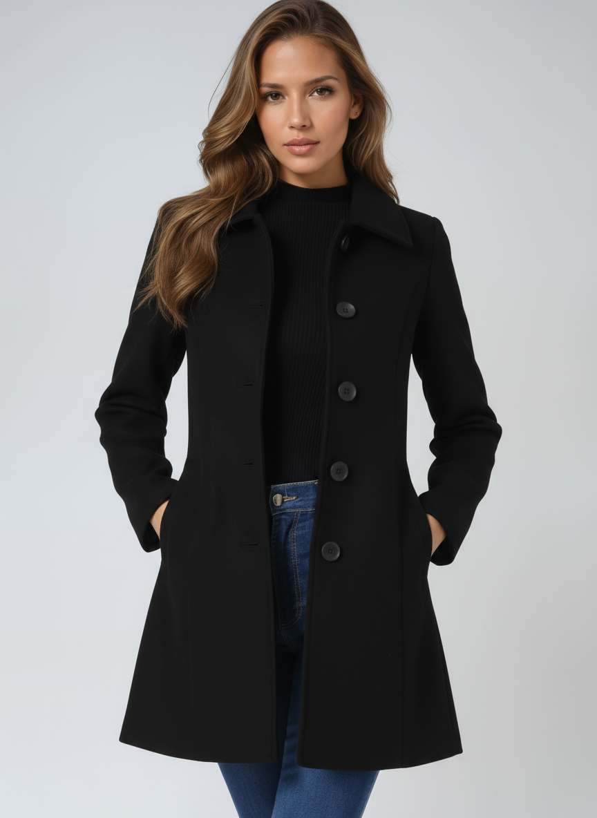 Manteau Femme Long d'Hiver Trench à Simple Boutonnage
