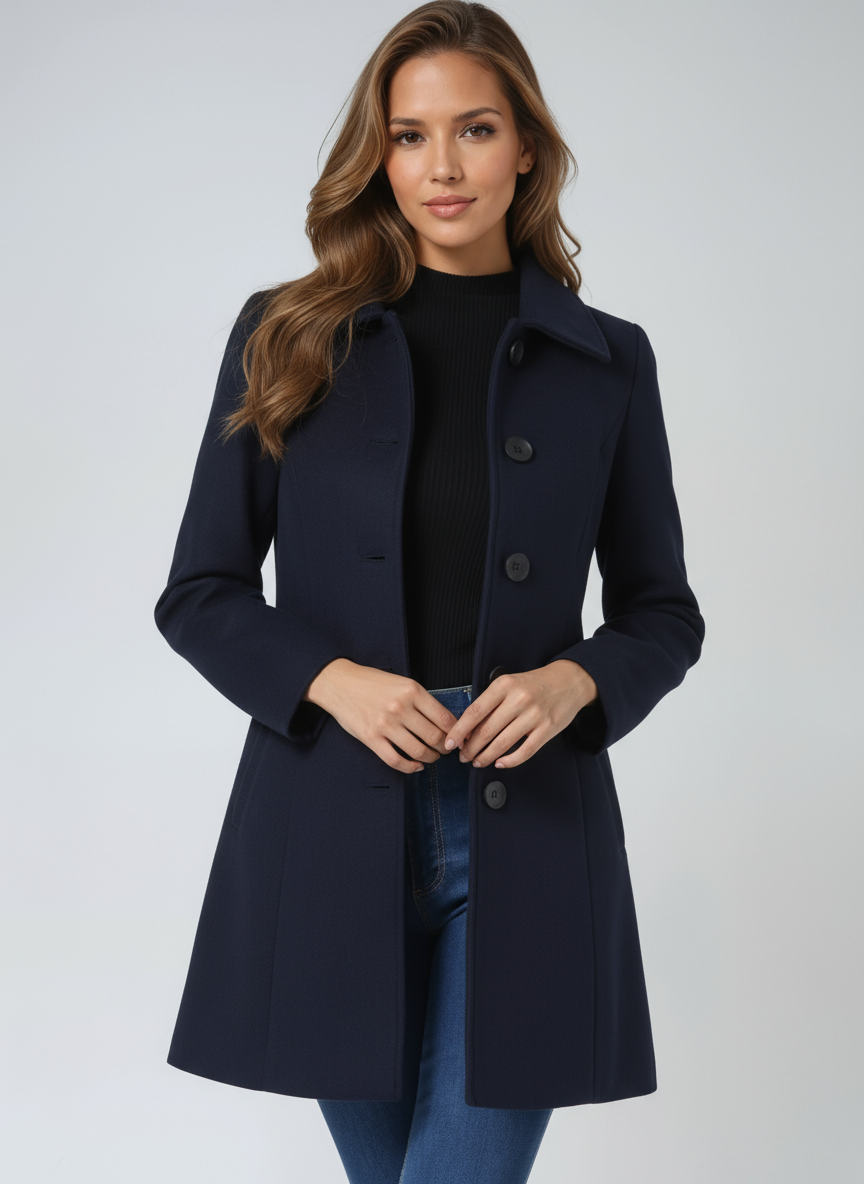 Manteau Femme Long d'Hiver Trench à Simple Boutonnage