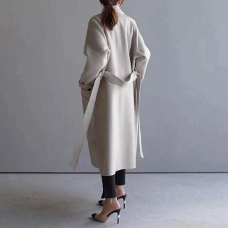 Pénélope | Manteau long femme en laine mélangée, coupe élégante