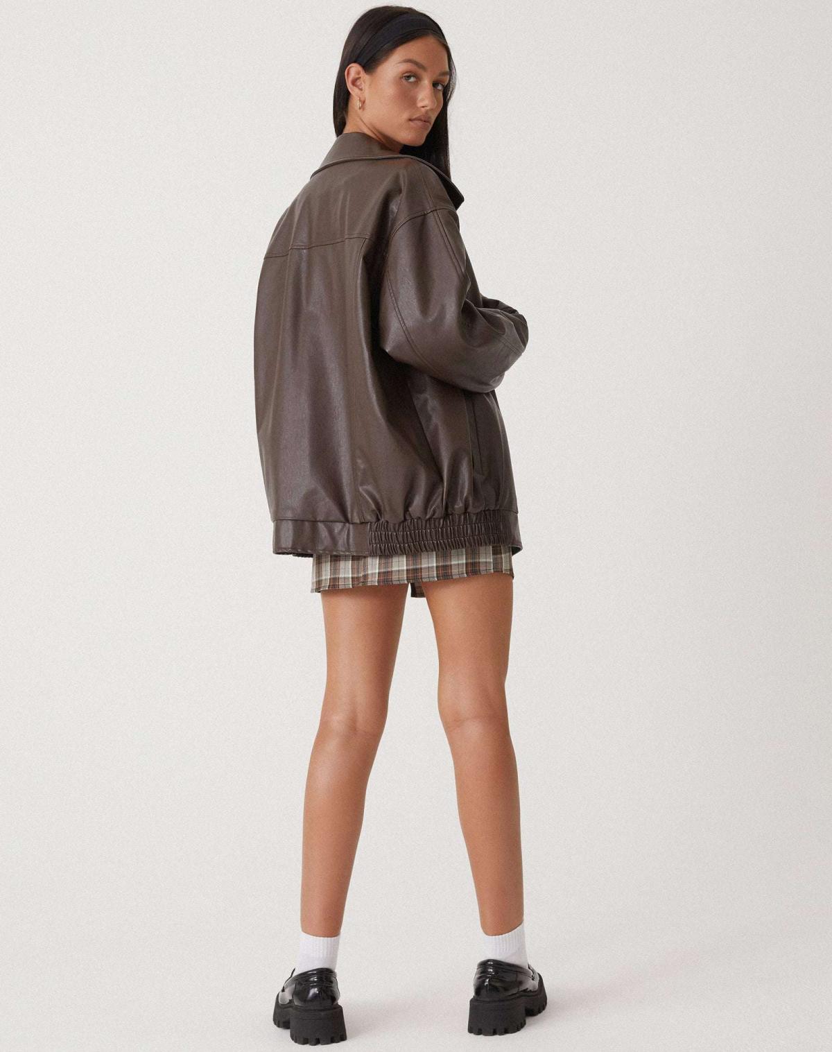 Solène | Veste bomber femme en simili cuir, coupe oversize