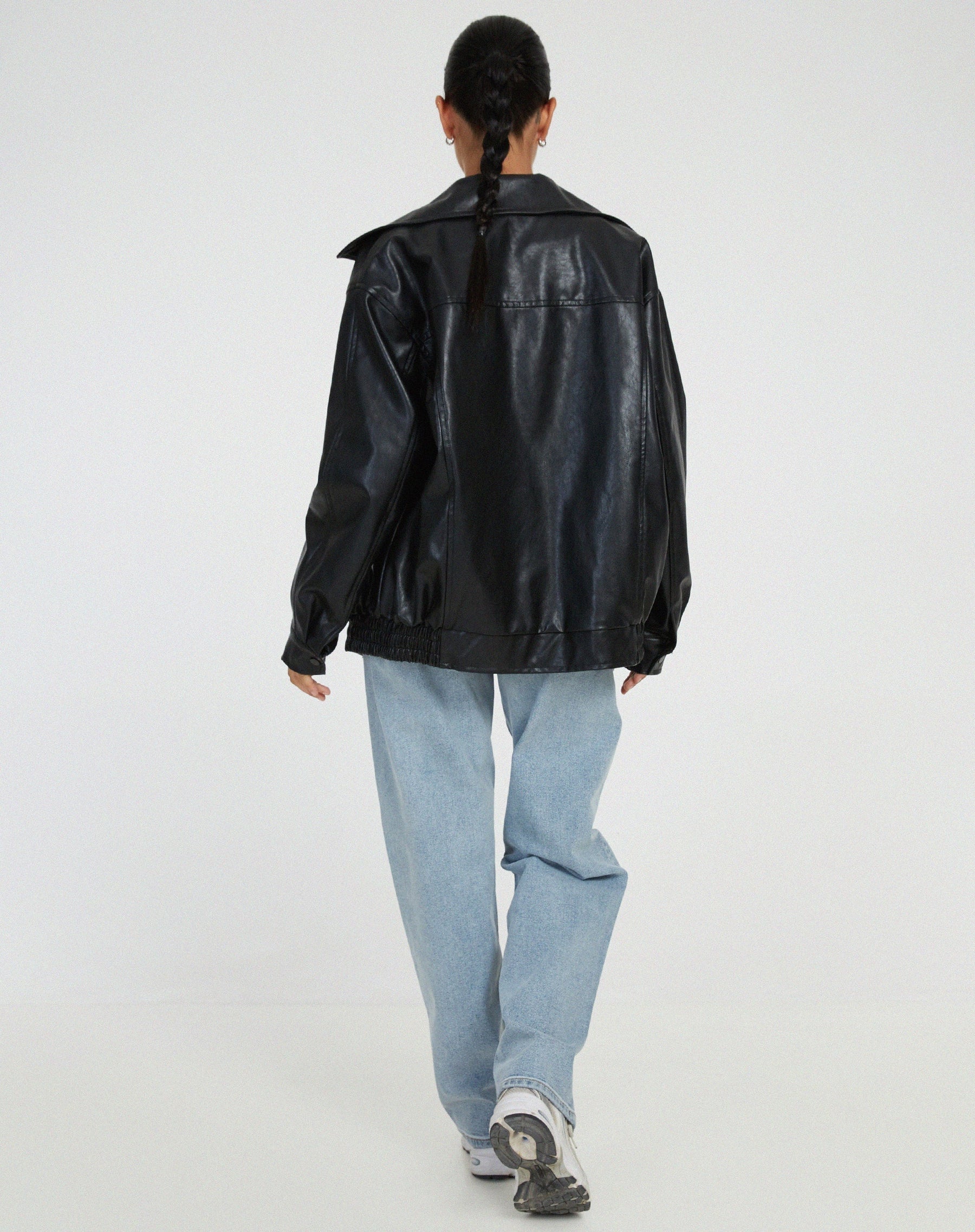 Solène | Veste bomber femme en simili cuir, coupe oversize