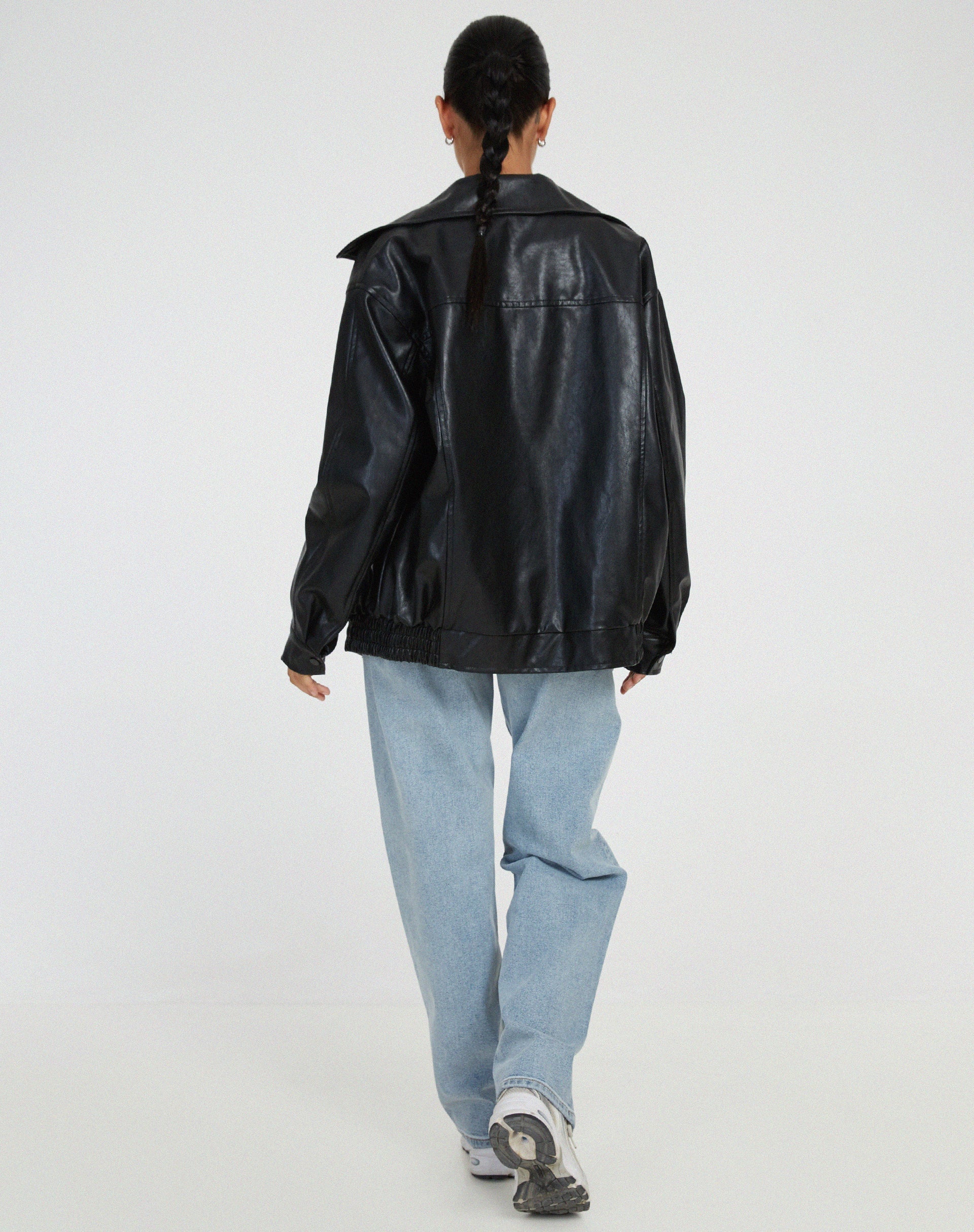 Solène | Veste bomber femme en simili cuir, coupe oversize