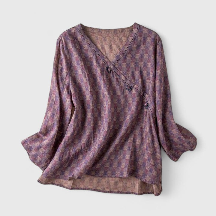 Emira | Blouse femme confort en coton et lin, coupe décontractée flatteuse