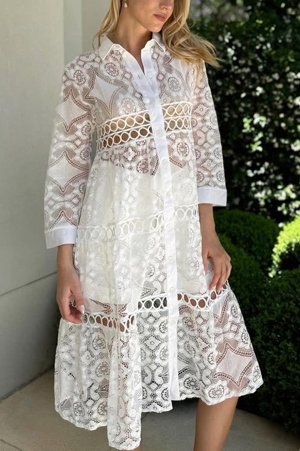 Cassia | Chemise femme boutonnée en dentelle, élégante et intemporelle
