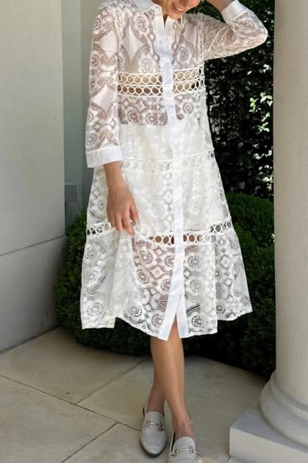 Cassia | Chemise femme boutonnée en dentelle, élégante et intemporelle