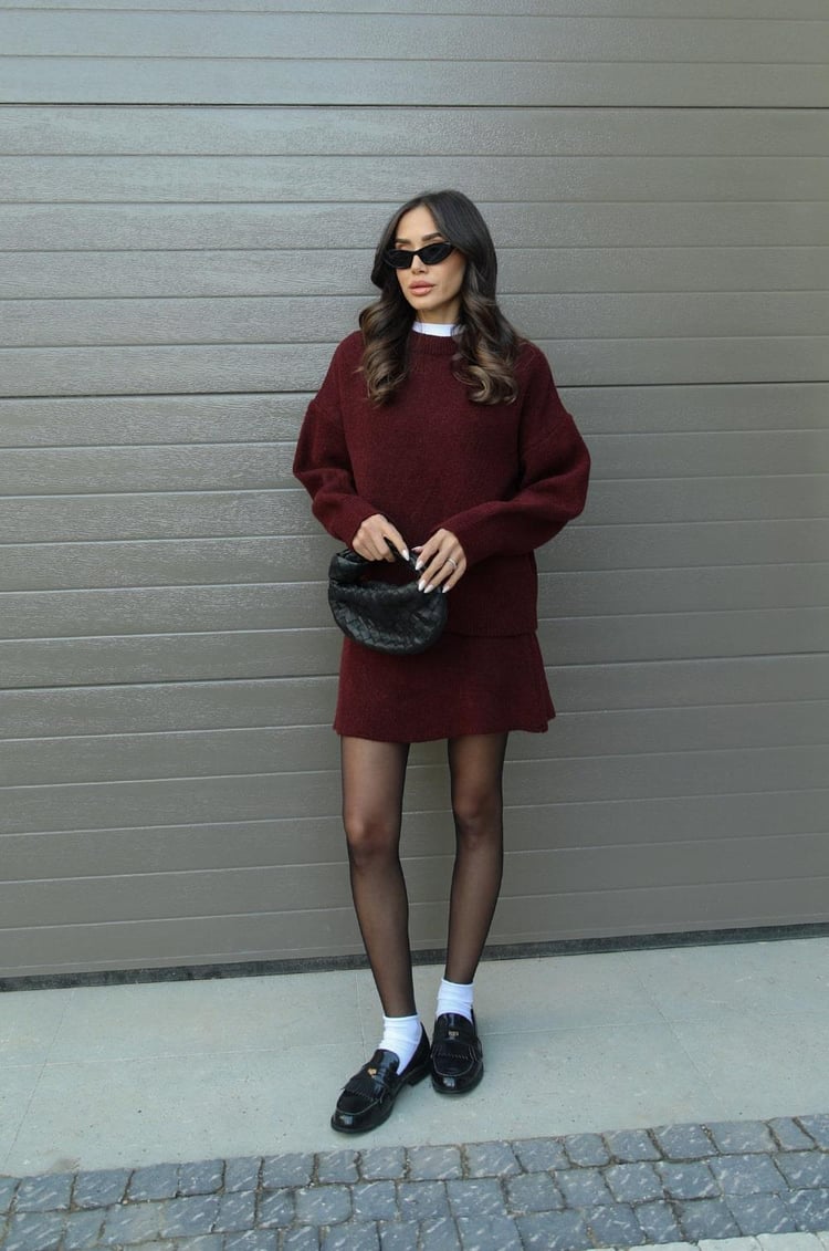 Esme | Ensemble deux pièces femme pull douillet et jupe fluide, pour l'automne