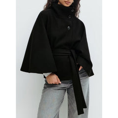 Manteau Femme Cape à Col Haut Élégant d'Hiver