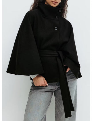 Manteau Femme Cape à Col Haut Élégant d'Hiver