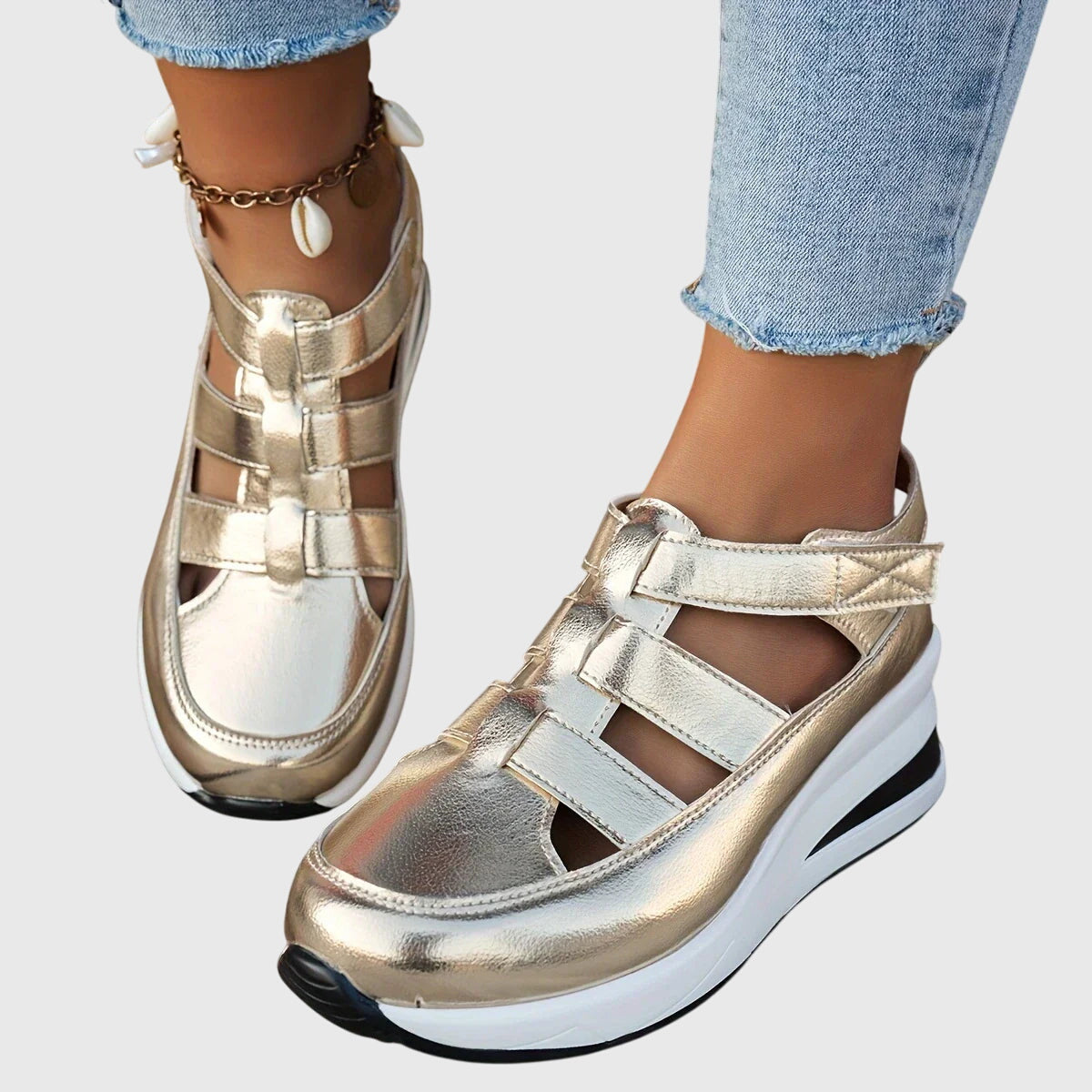 Orlina | Sandales-baskets femme confortables, semelle rehaussée pour l'été