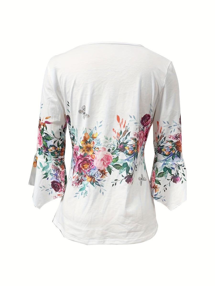 Janet | Tunique femme imprimé floral, légère respirante et chic