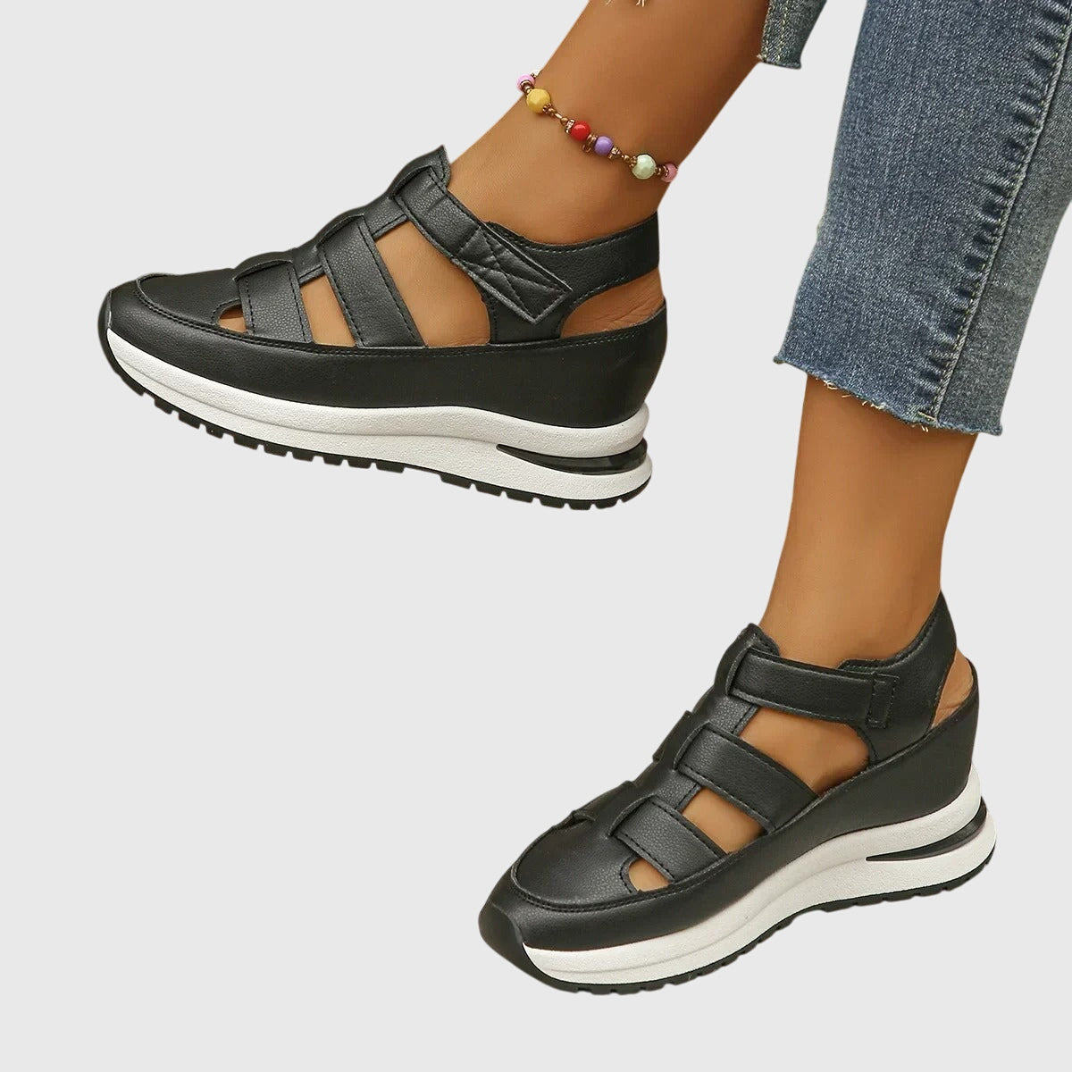 Orlina | Sandales-baskets femme confortables, semelle rehaussée pour l'été