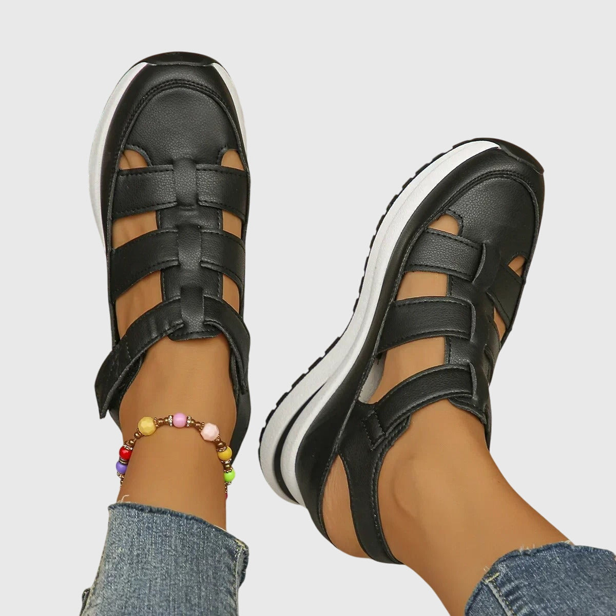 Orlina | Sandales-baskets femme confortables, semelle rehaussée pour l'été