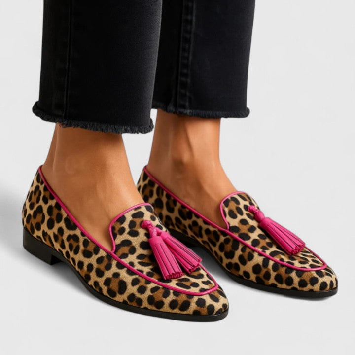 Honorine | Mocassins femme à bout arrondi avec pompons, stylés confortables