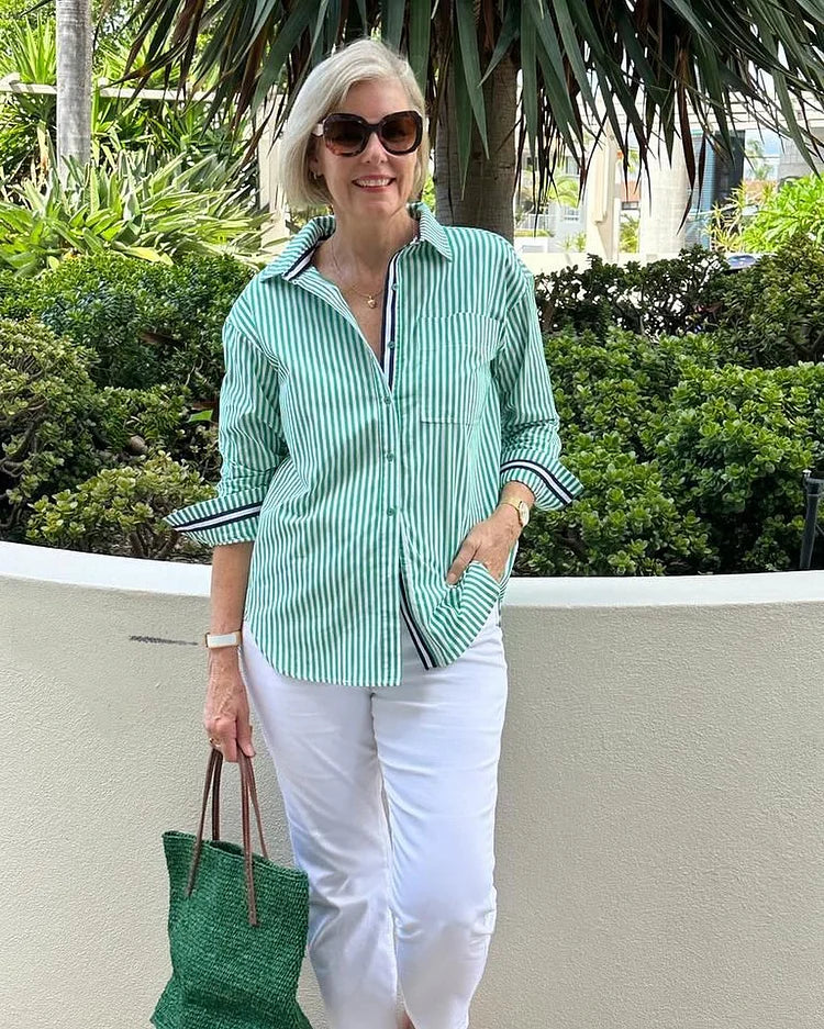 Diane | Blouse femme rayée douce, flatteuse et fluide au quotidien
