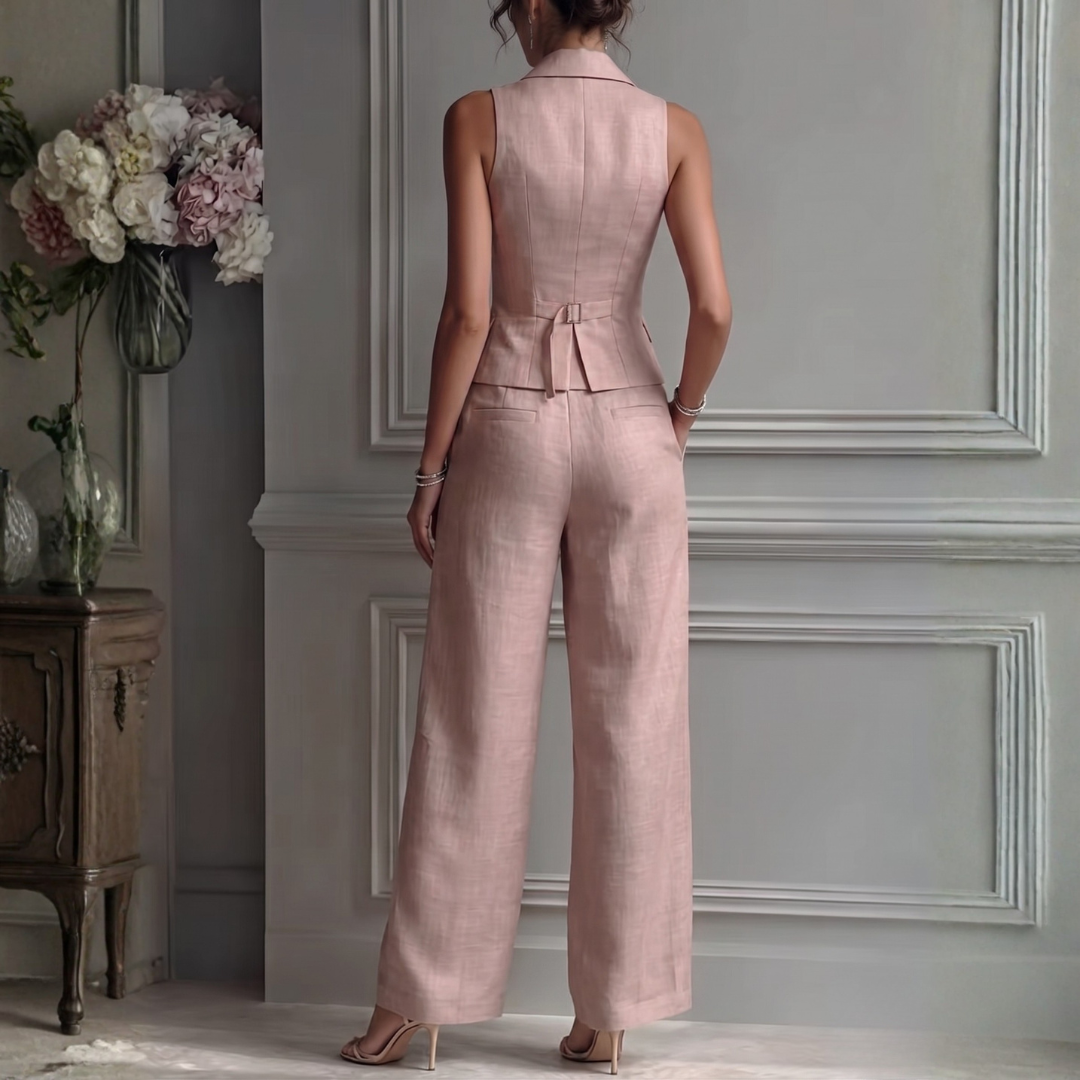 Ensemble Femme Gilet Sans Manche Col V et Pantalon Large
