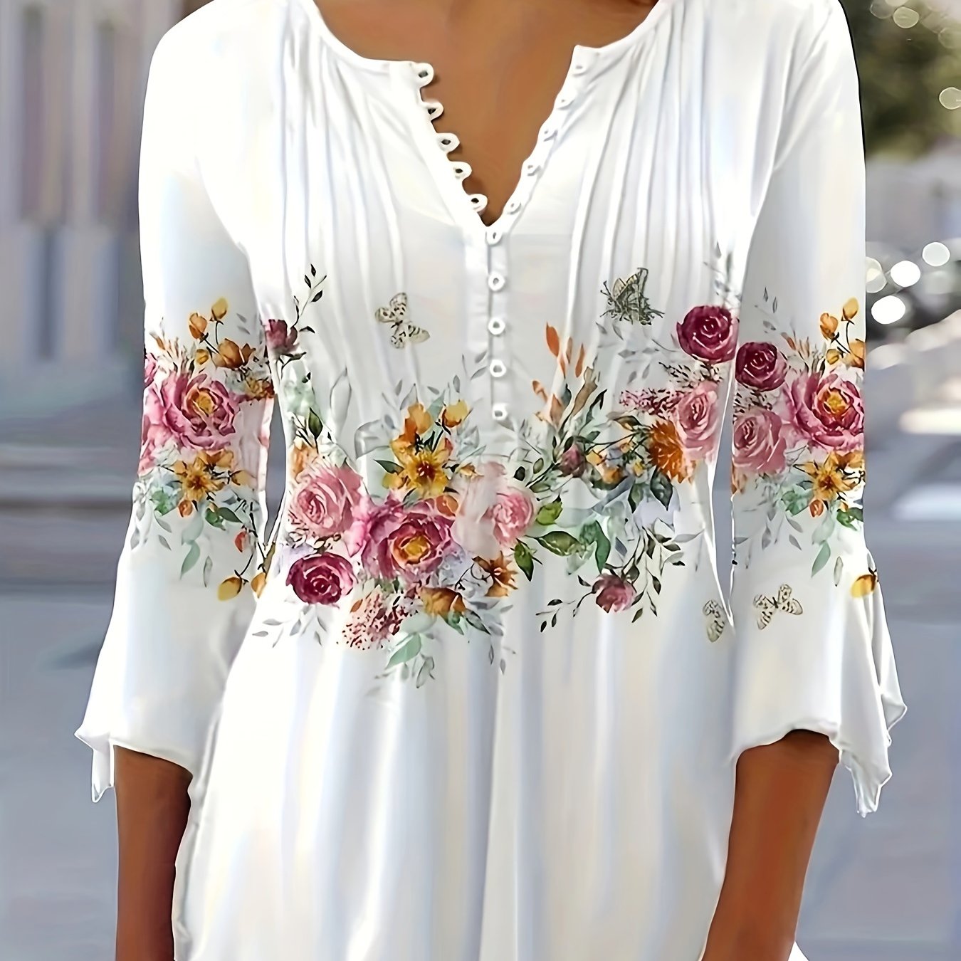 Janet | Tunique femme imprimé floral, légère respirante et chic