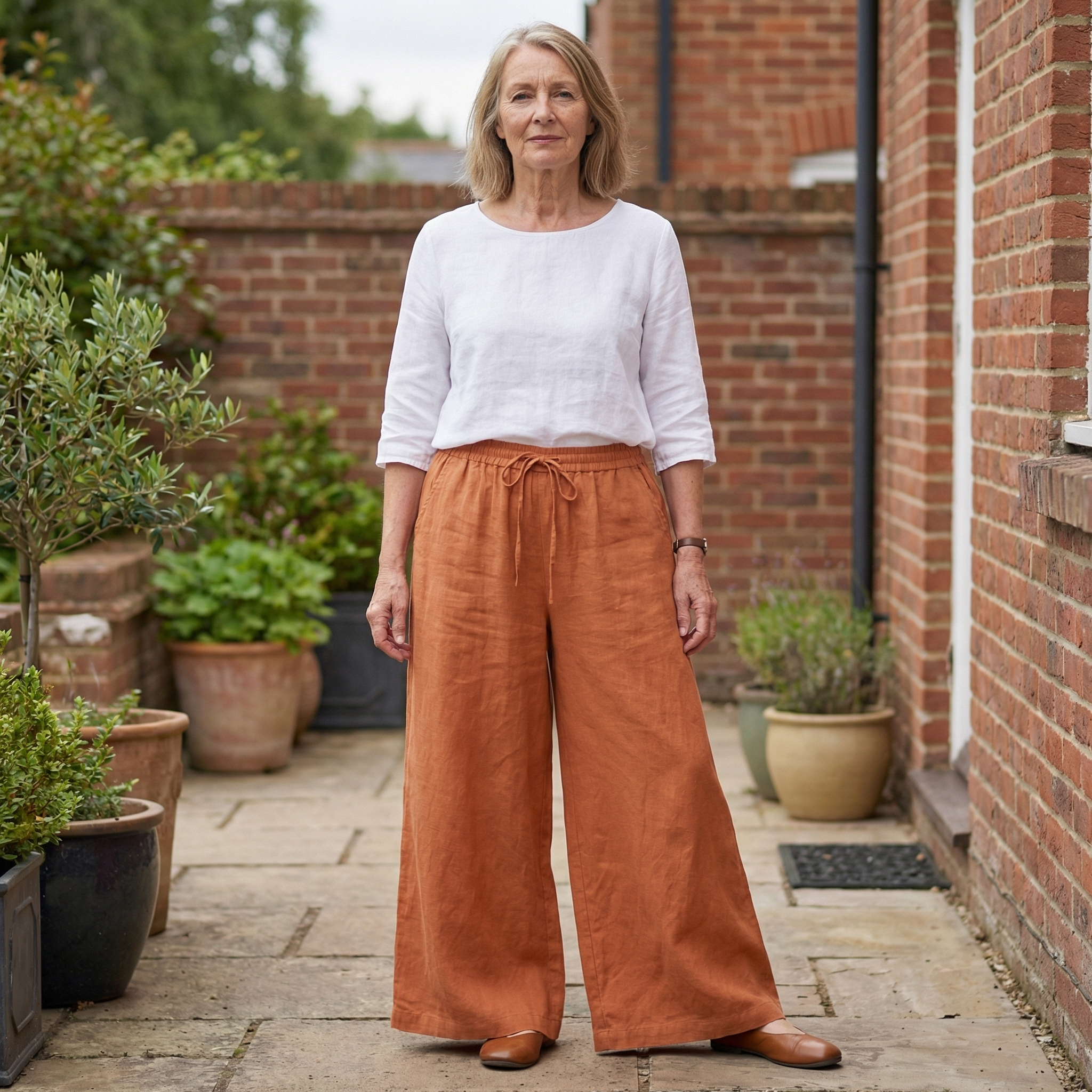 Arlena | Pantalon femme à jambe large en lin, confortable et léger