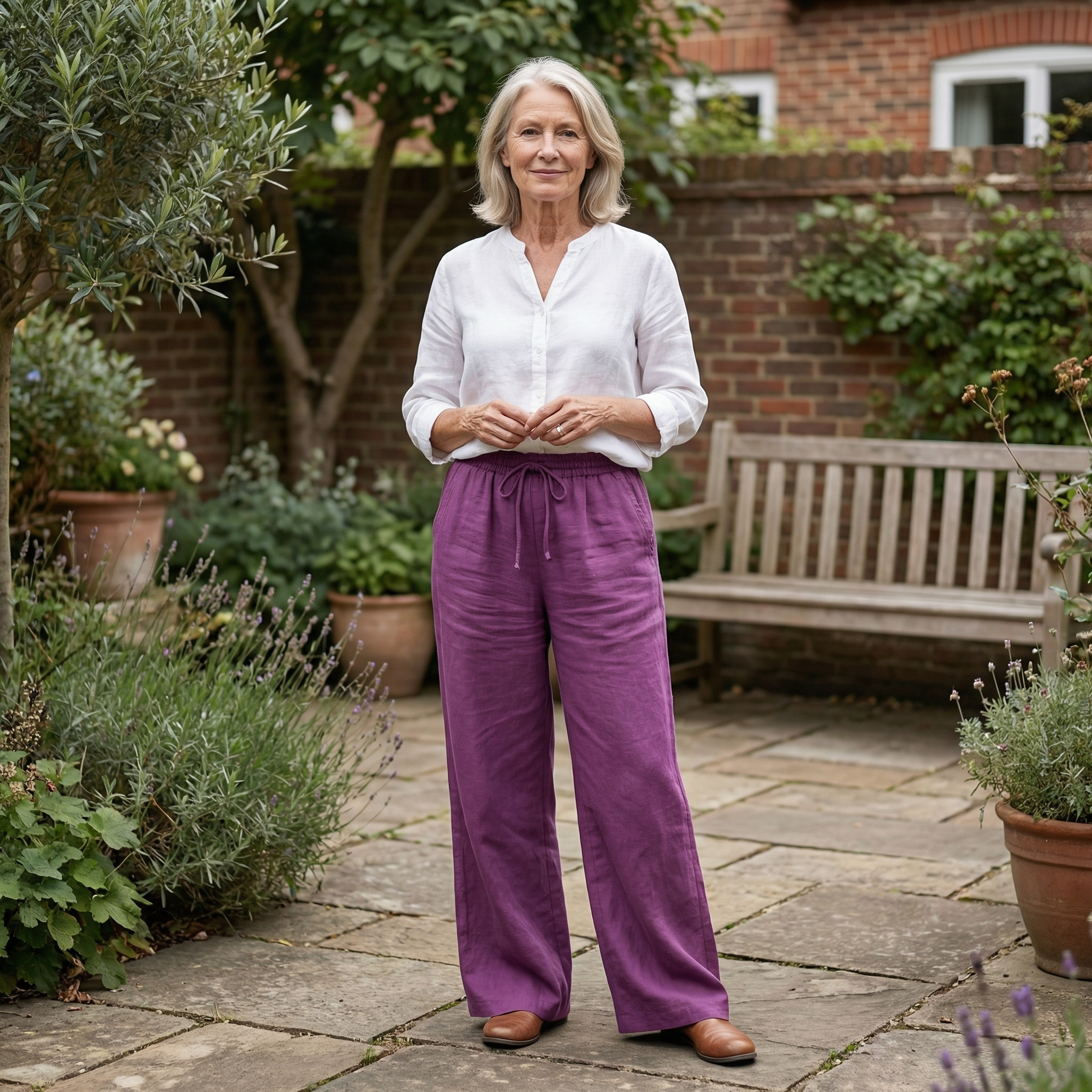 Arlena | Pantalon femme à jambe large en lin, confortable et léger