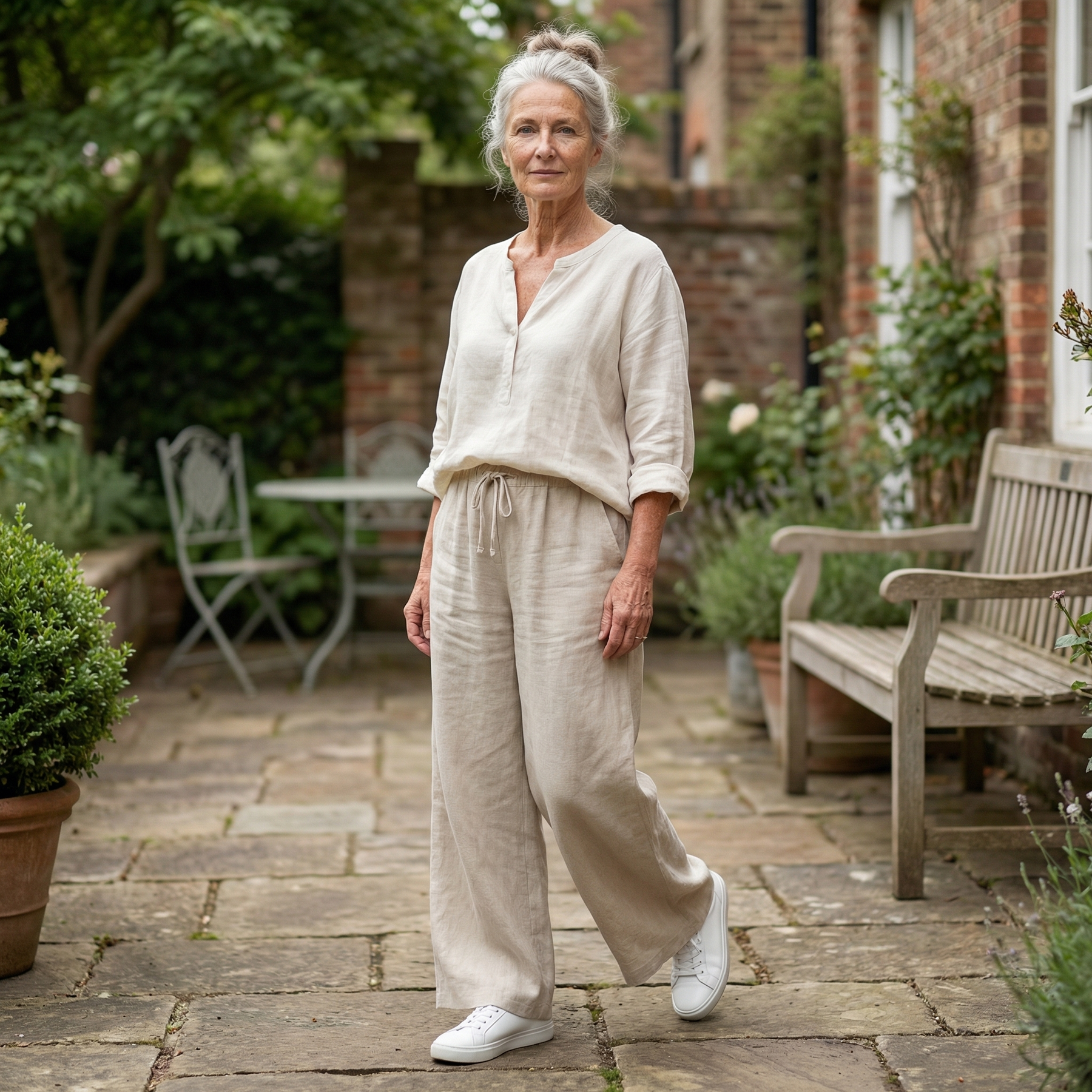 Arlena | Pantalon femme à jambe large en lin, confortable et léger