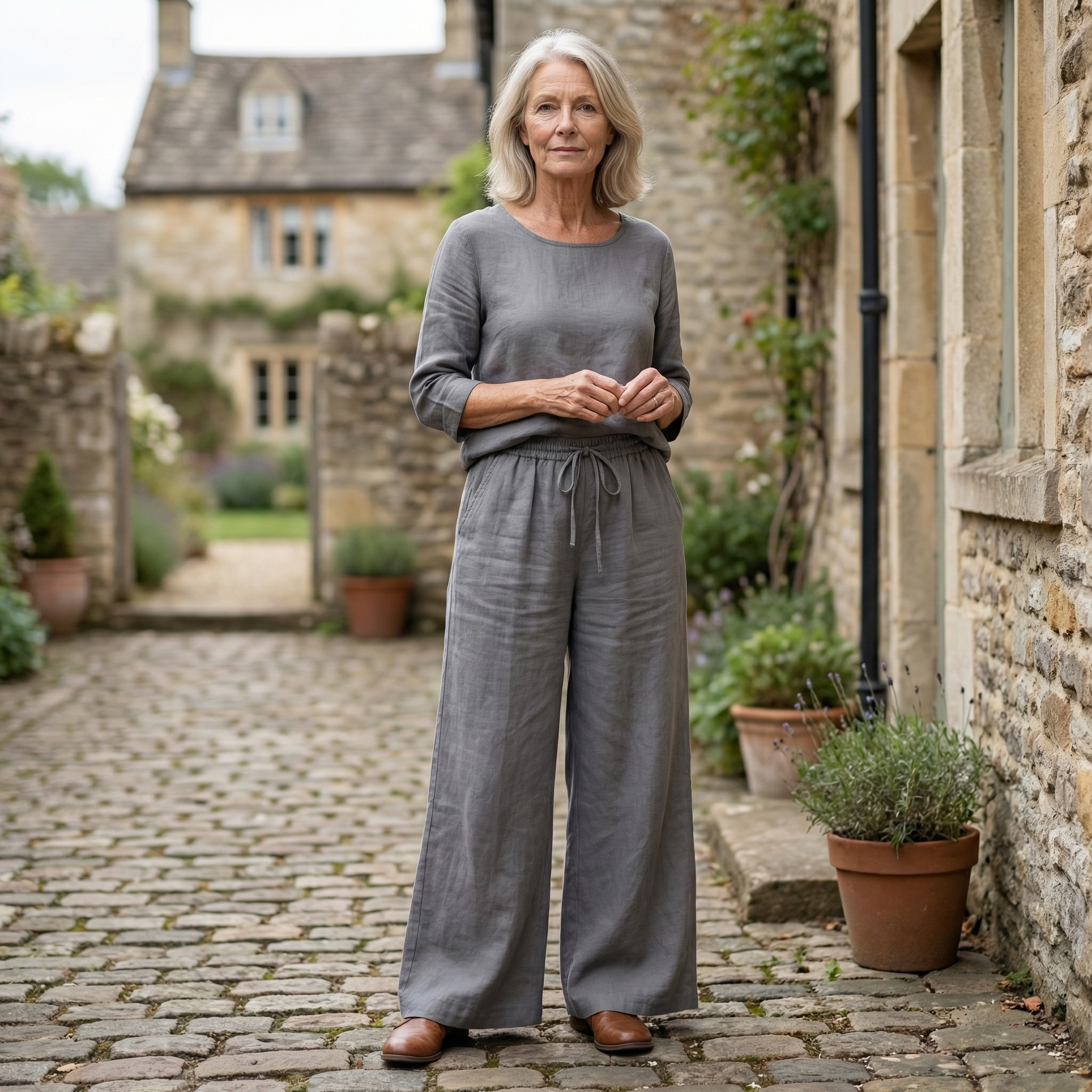 Arlena | Pantalon femme à jambe large en lin, confortable et léger