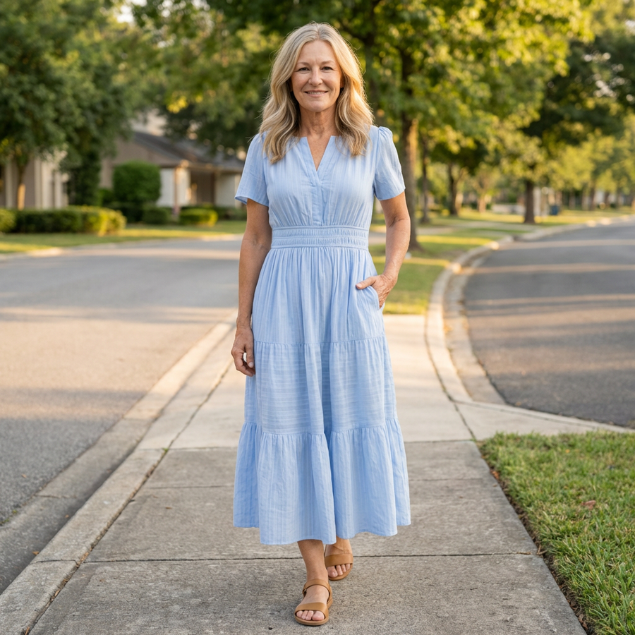 Alina | Robe femme fluide légère manches longues, look décontracté chic au quotidien