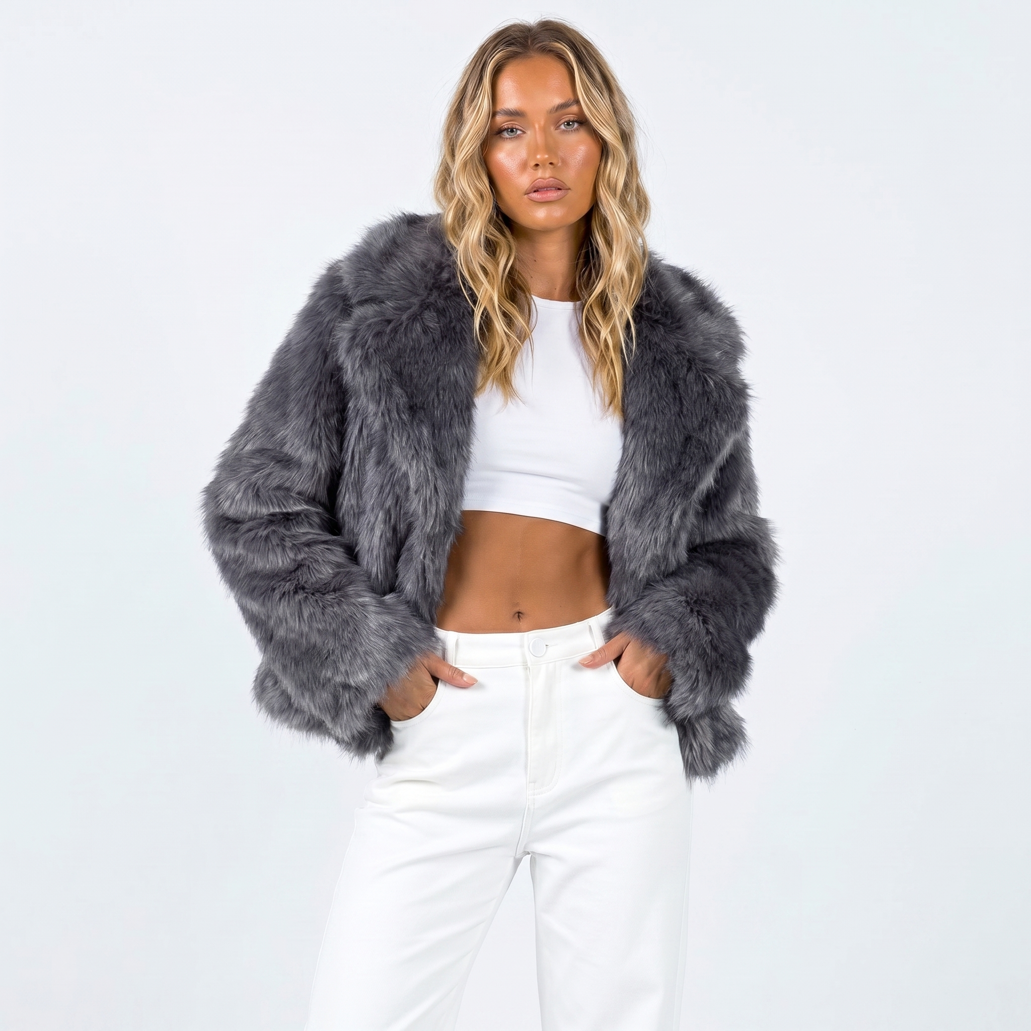Colette | Veste fausse fourrure femme en peluche douce, veste moelleuse