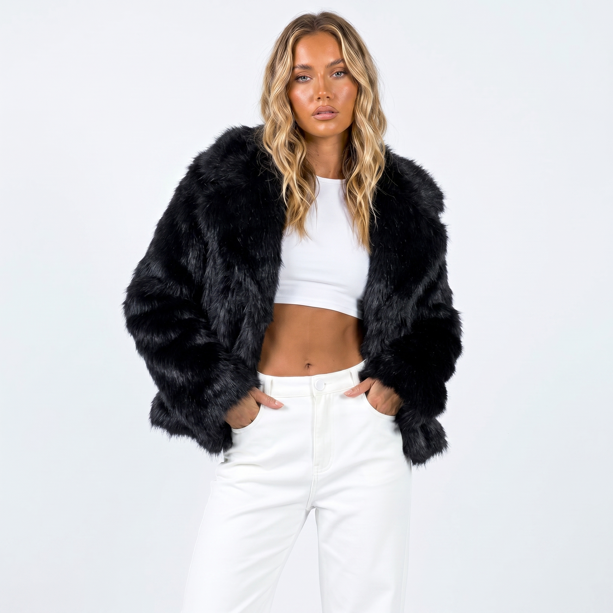 Colette | Veste fausse fourrure femme en peluche douce, veste moelleuse