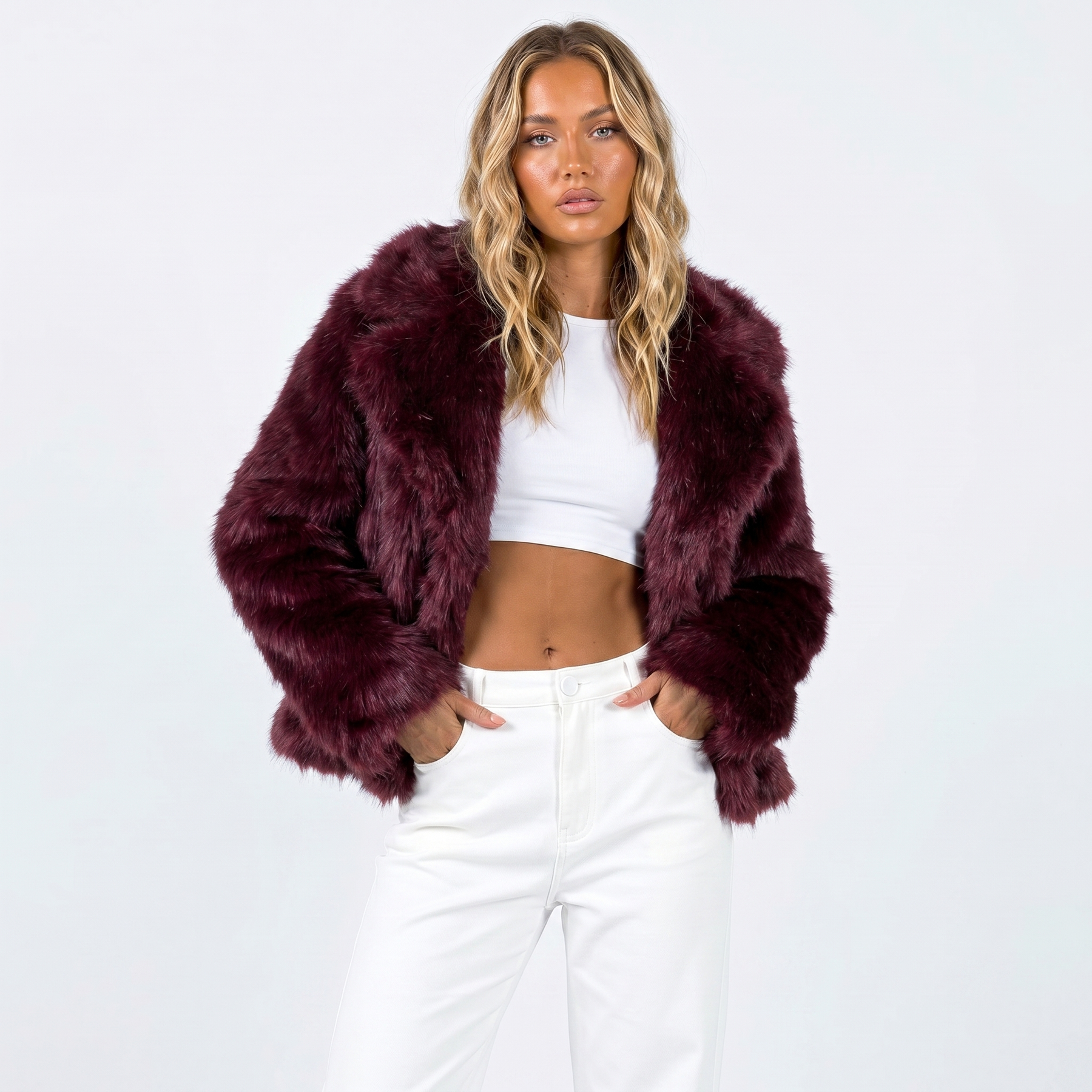 Colette | Veste fausse fourrure femme en peluche douce, veste moelleuse