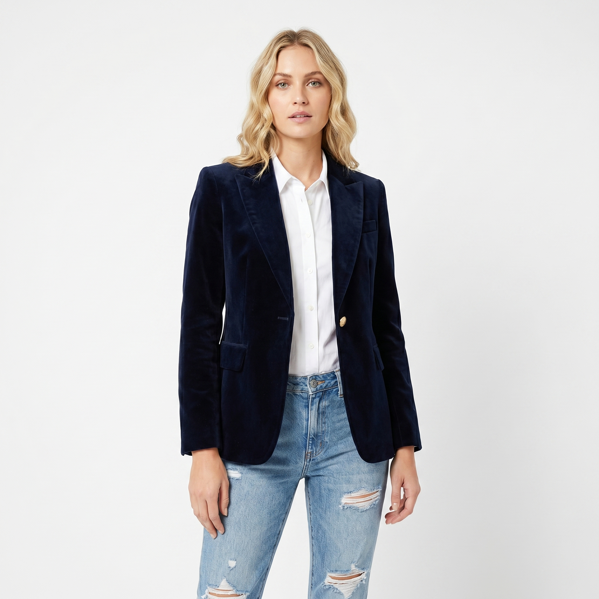Victoire | Blazer femme en velours, veste de tailleur cintrée