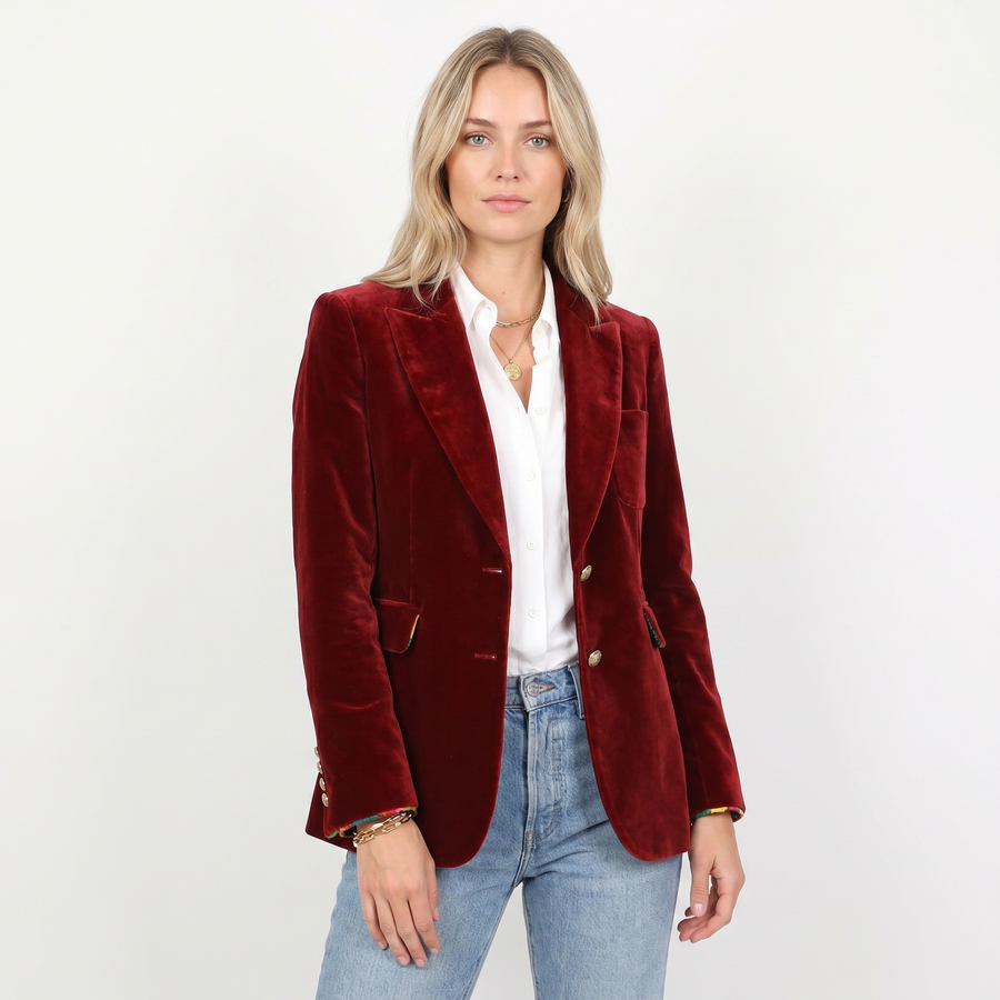 Victoire | Blazer femme en velours, veste de tailleur cintrée