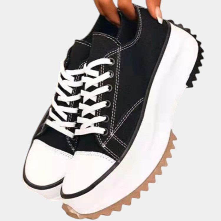 Eveloise | Baskets femme à plateforme, toile et cuir durables pour la marche