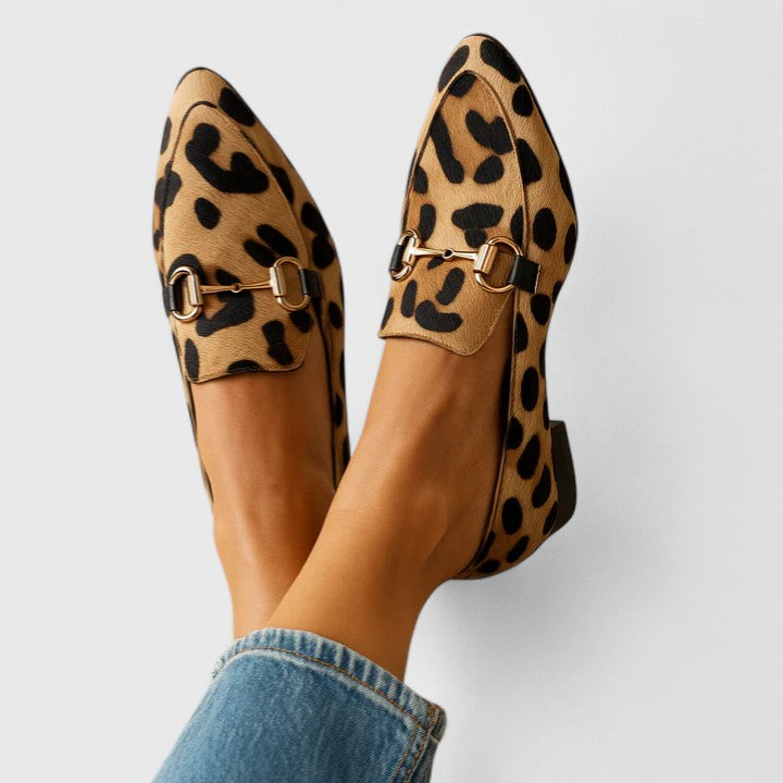 Sidonie | Mocassins femme motif animalier, talon bas confortables et stylés