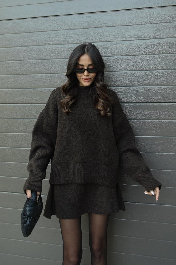 Esme | Ensemble deux pièces femme pull douillet et jupe fluide, pour l'automne