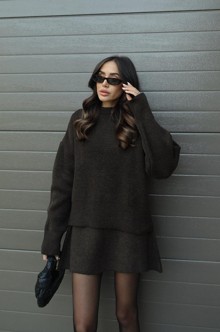 Esme | Ensemble deux pièces femme pull douillet et jupe fluide, pour l'automne
