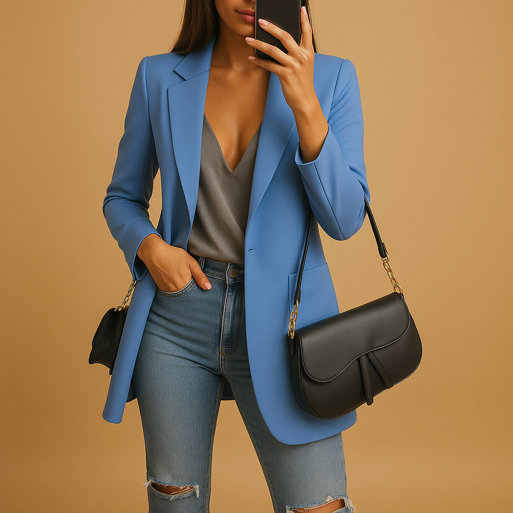 Rive | Blazer long cintré femme, veste de tailleur élégante