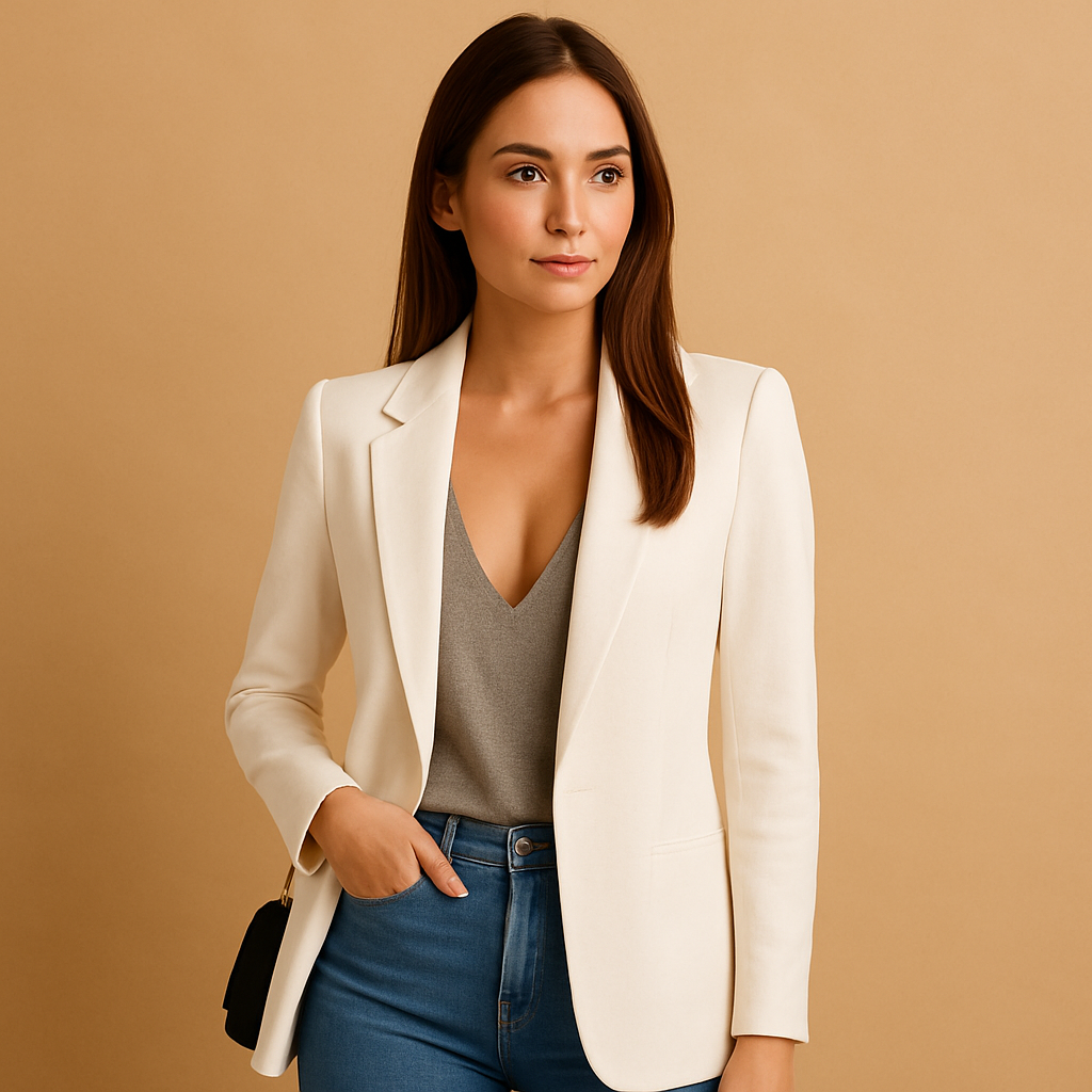 Rive | Blazer long cintré femme, veste de tailleur élégante
